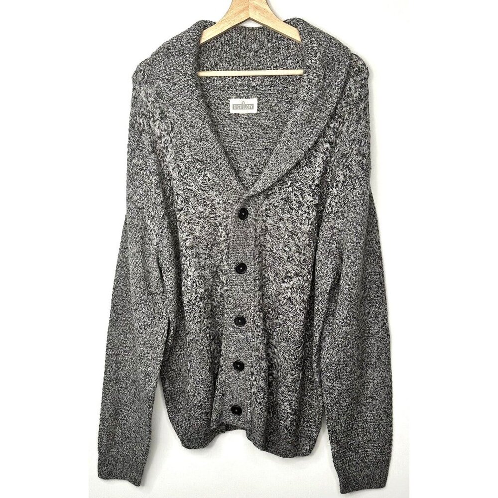 Distillery Apparel Mens Cardigan Sweater Grandpa Long Sleeve Button Up Gray XL
